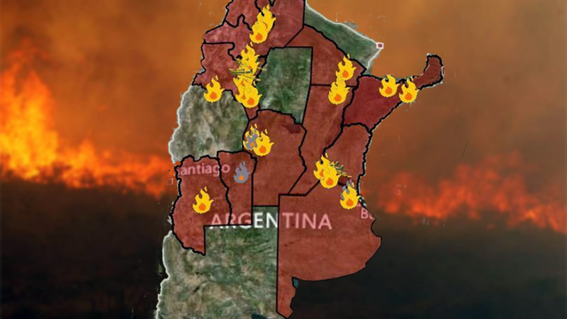 Hay focos de incendio en al menos doce provincias argentinas