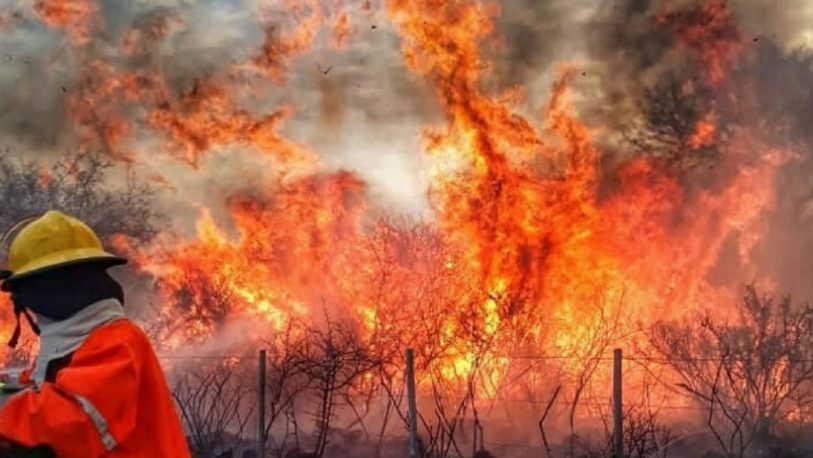 Continúa el combate de un incendio forestal en Capilla del Monte