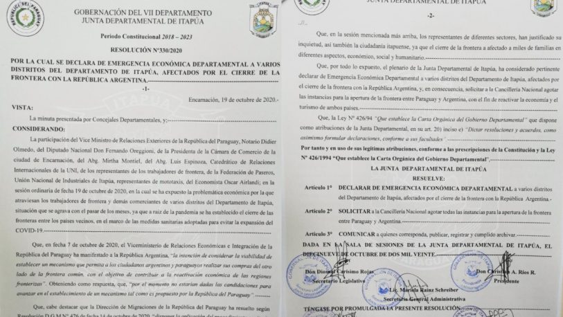 Declararon Emergencia Económica Departamental en Itapúa