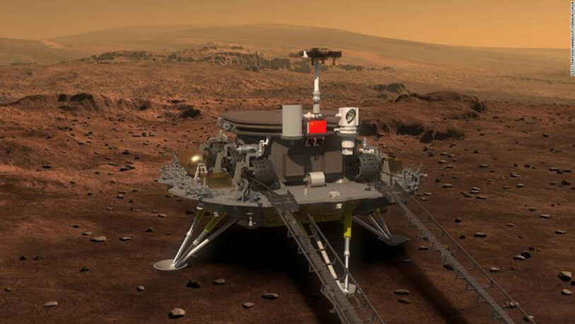 China publicó imágenes del aterrizaje de su primer róver en Marte