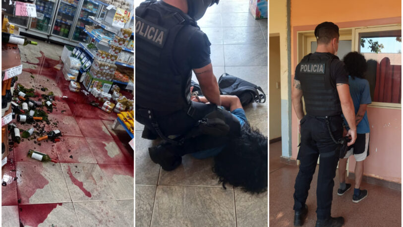 Clientes y empleados detuvieron a joven que destrozó un supermercado