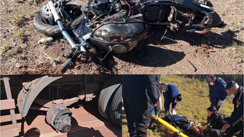 Motociclista murió tras ser golpeado por la rueda de un semirremolque