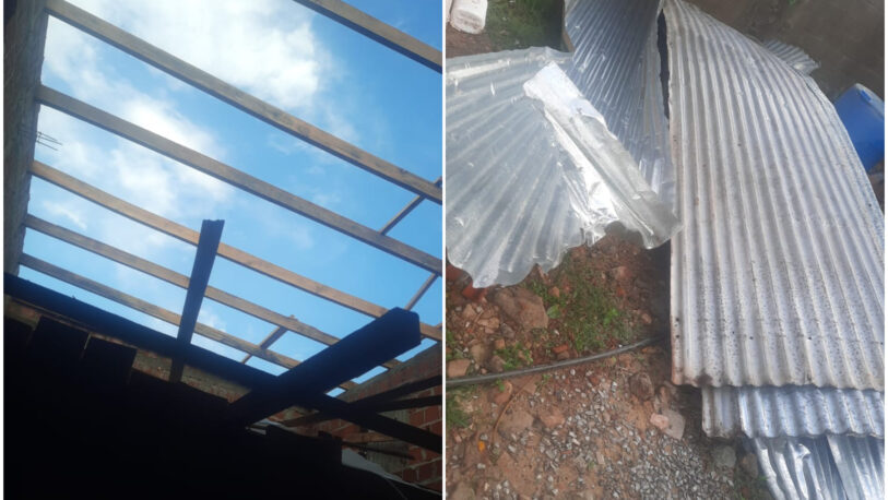 Chacra 181: el temporal de lluvia y viento “arrancó” el techo de una casa