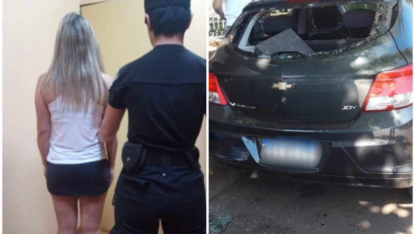 Destrozó a mazazos el auto de su ex y terminó detenida