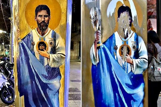 Destrozaron un mural de Messi en Barcelona