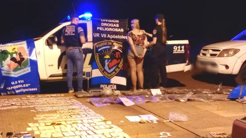 Capturaron a una mujer que llevaba 24 bolsas de droga valuada en 16 millones de pesos