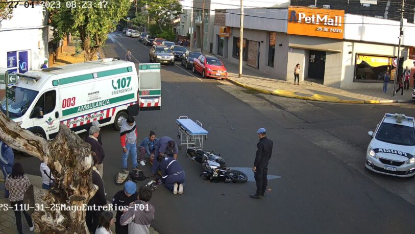 Motociclista herido en un choque en calles Entre Ríos y 25 de Mayo