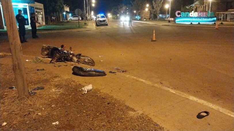 Una moto chocó a un peatón en Candelaria