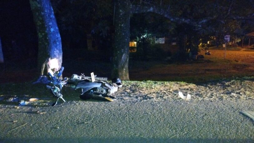 Apóstoles: murió un motociclista al despistar y chocar un árbol