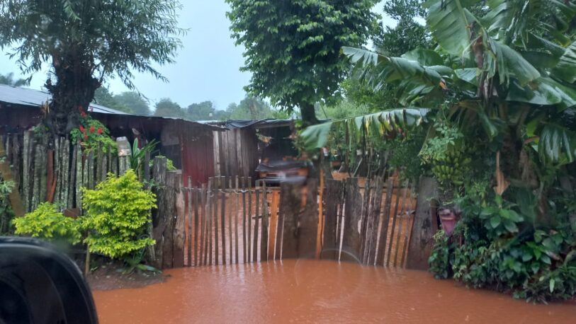 La tormenta en Misiones dejó como saldo viviendas destechadas y crecida de los ríos