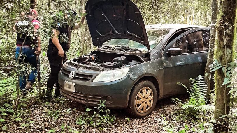 Descubren auto modificado para narcotráfico escondido en el monte